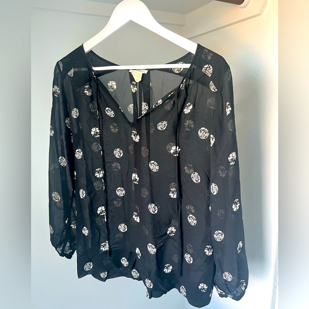 Club Monaco Sheer Silk Blouse, Size Small
